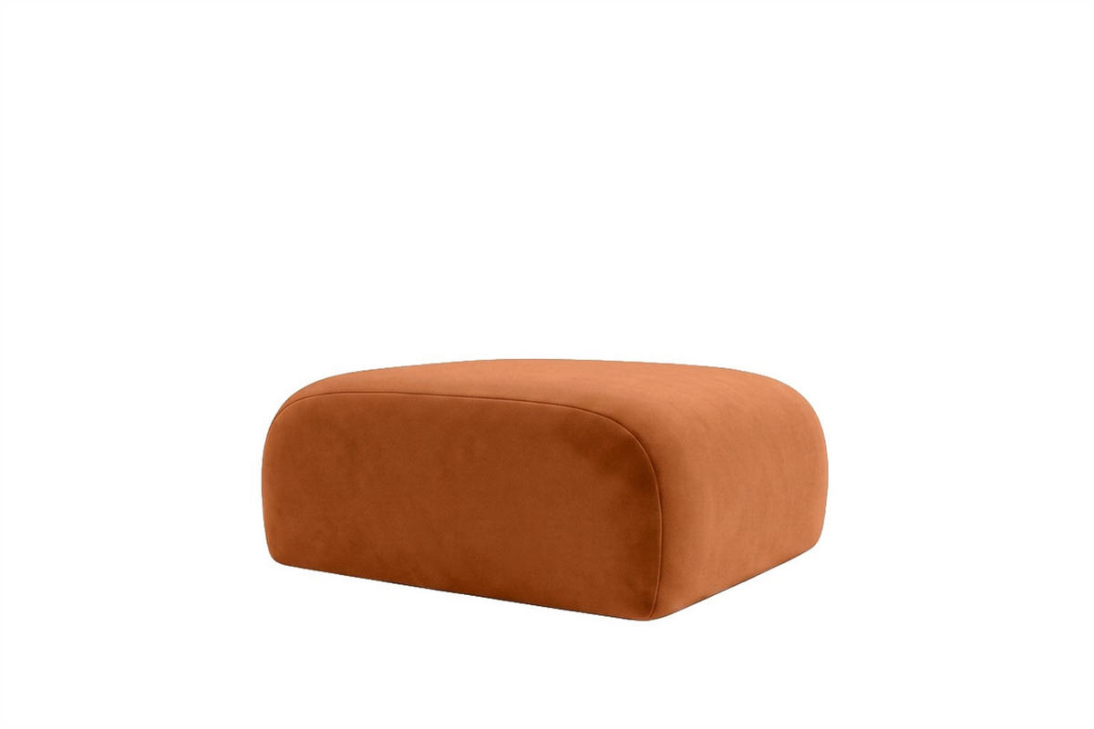 HOCKER, Sitzhocker, Velvet-Stoff Bluvel, Zimtfarbe, GRETA - Orange, Holz (91/40/89cm) - Kaiser Möbel