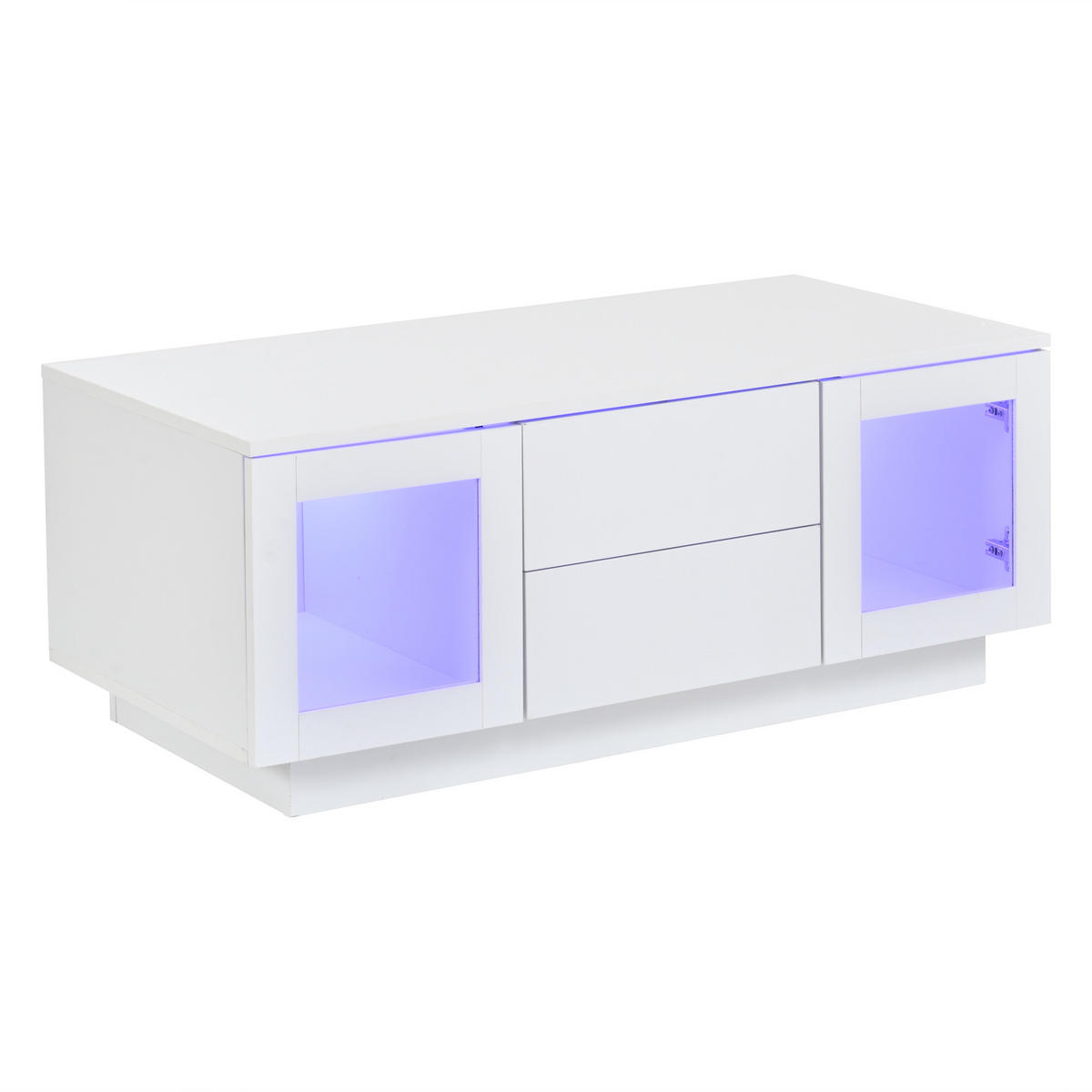 COUCHTISCH Hochglanz mit App-LED Weiß 100/50/40 cm - Weiß, Holzwerkstoff (100/50/40cm)
