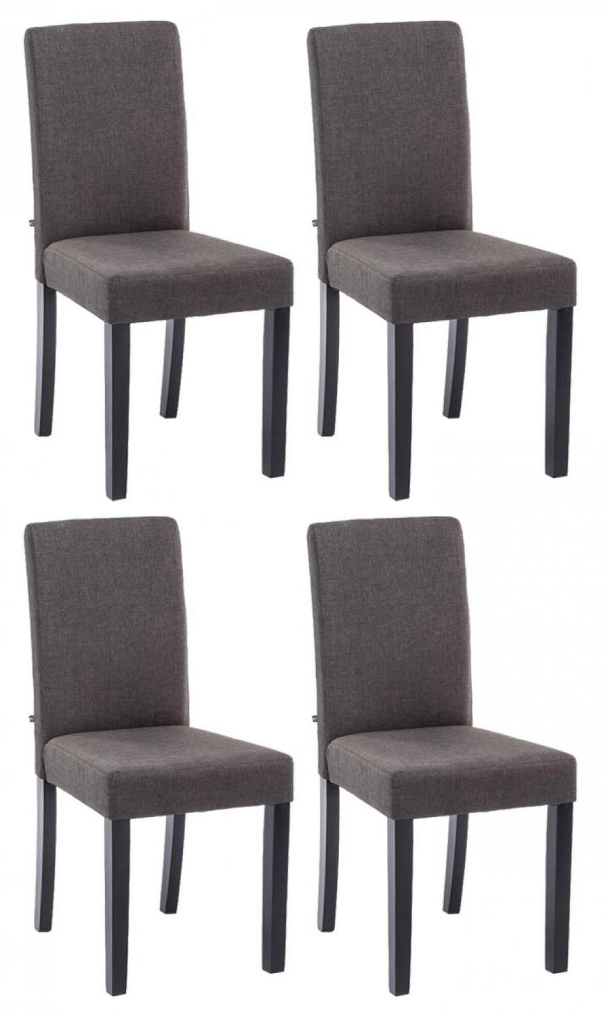 STUHL 4er Set Stoff Dunkelgrau - Dunkelgrau/Schwarz, Holz/Textil (41/91/47cm) - CLP