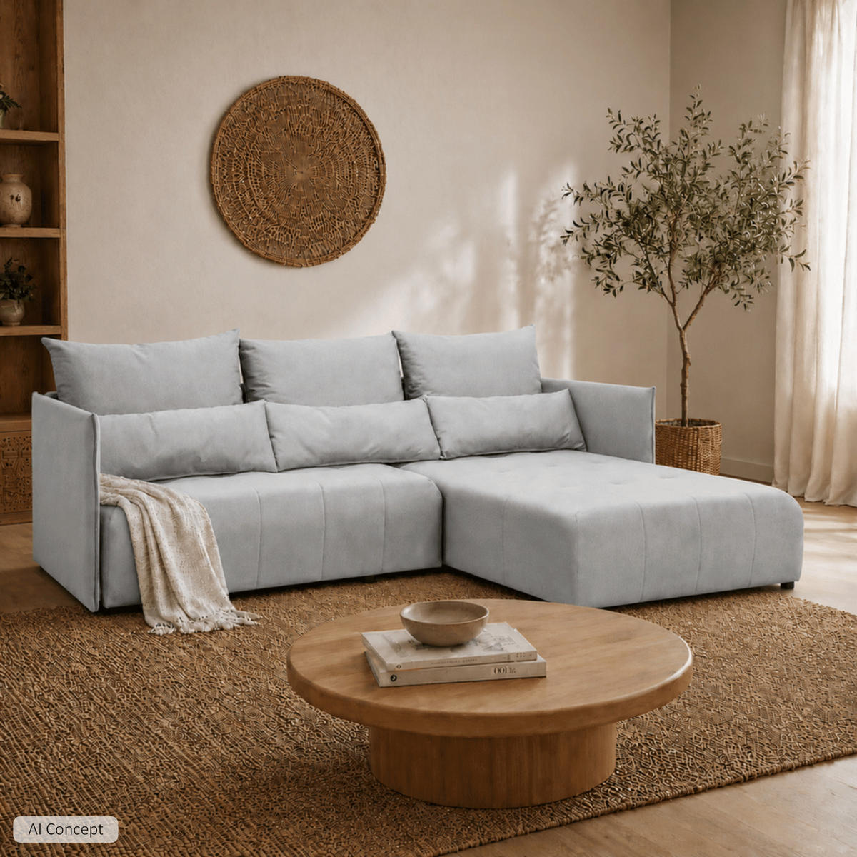 ECKSOFA APOLLO L mit Schlaffunktion und Bettkasten – rechte Seite - Grau, Textil (246/188cm) - Lookway