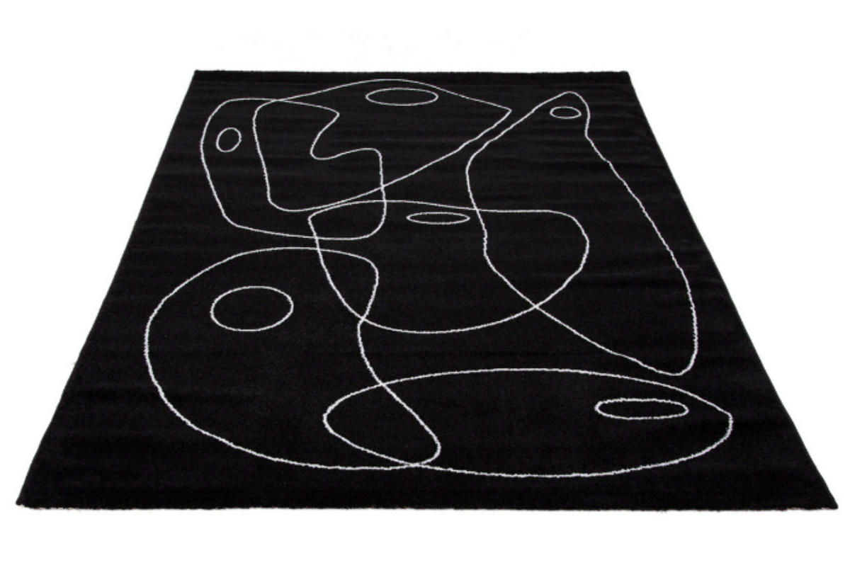 TEPPICH modern Wohn-/Schlafzimmer Flachgewebe PENNY Schwarz 160x230 cm - Schwarz, Textil (160/230cm) - Novatrend