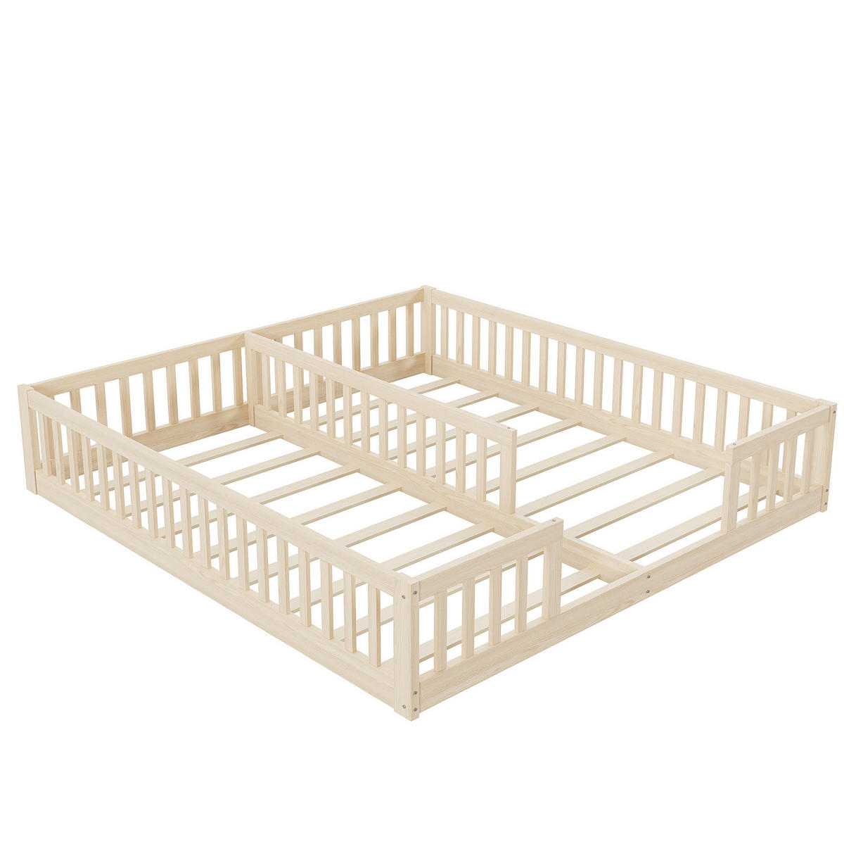 KINDERBETT 90/200 cm Natur aus Kiefernholz und MDF mit Sicherheitsgitter - Naturfarben, Holz (90/200cm) - OKMYHOME