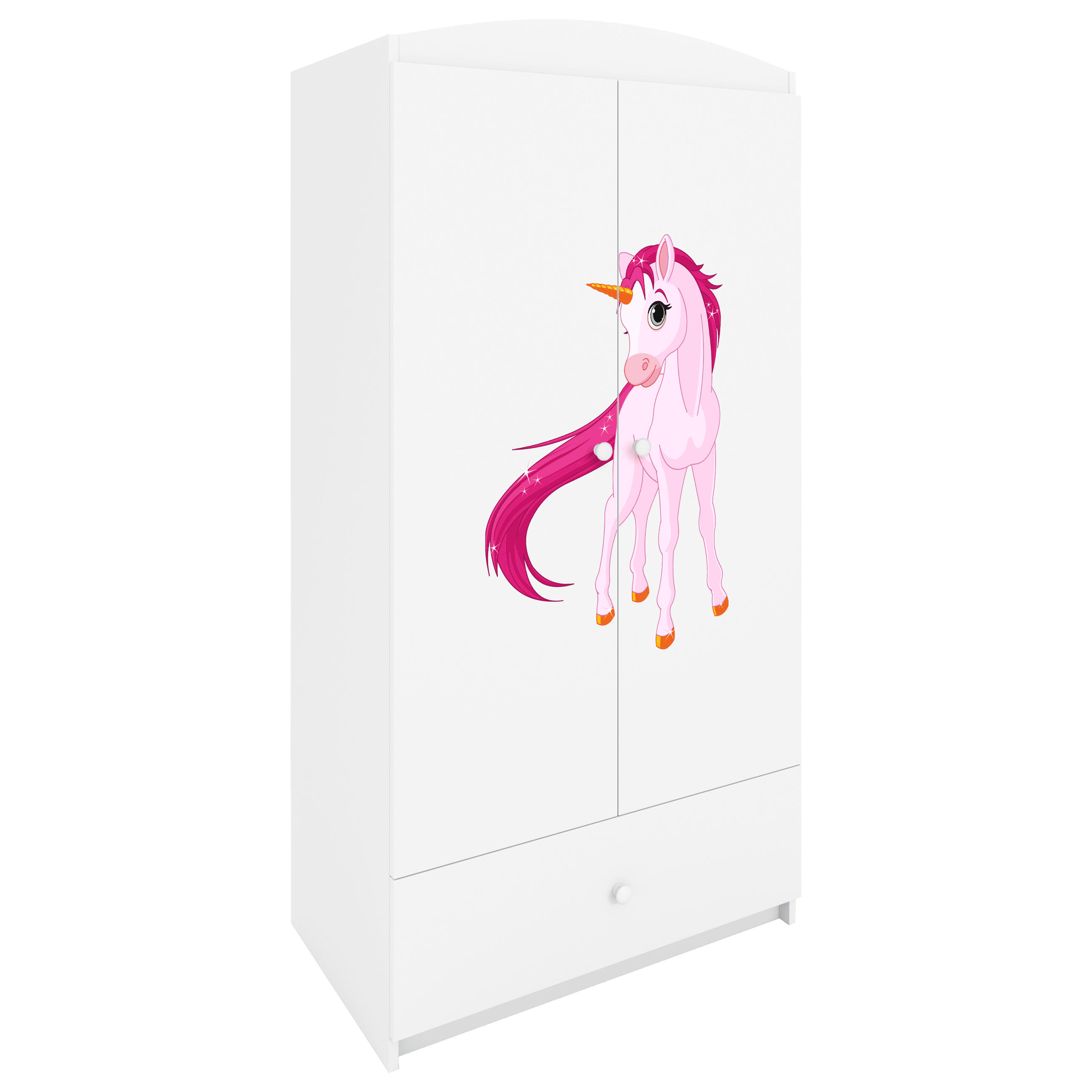 KINDERKLEIDERSCHRANK Einhorn - Weiß, Holzwerkstoff (90/175/52cm) - RAUMHIRSCH FURNITURE