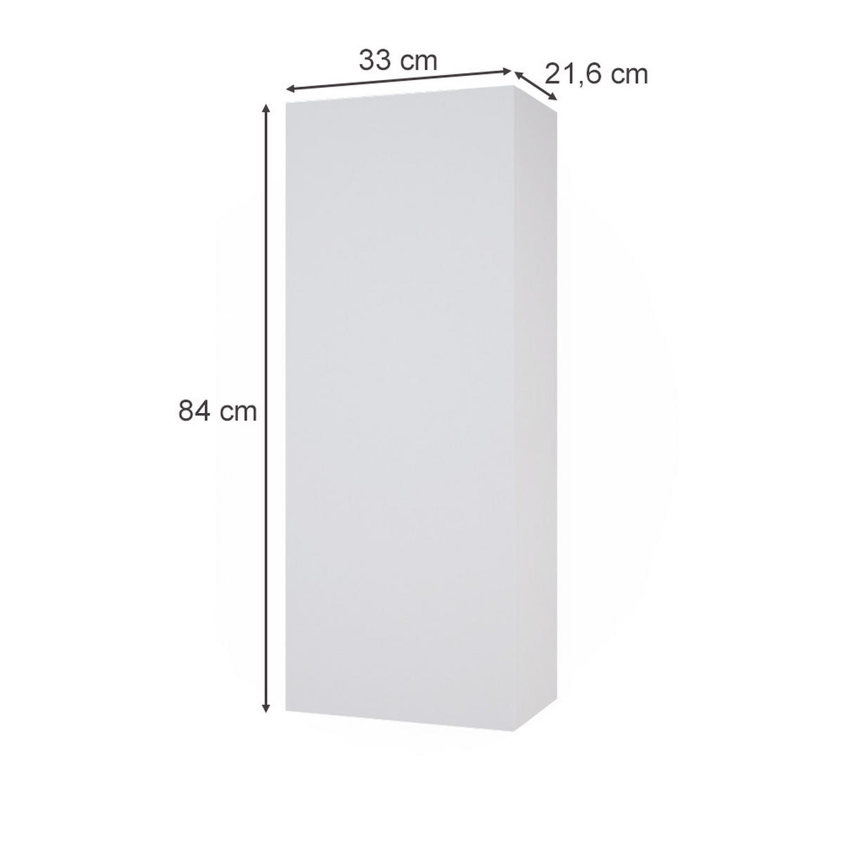 BADSCHRANK Gloria Weiß 33 x 84 cm mit 2 Regalböden - Weiß, Holzwerkstoff (33/84/21.6cm) - Vicco