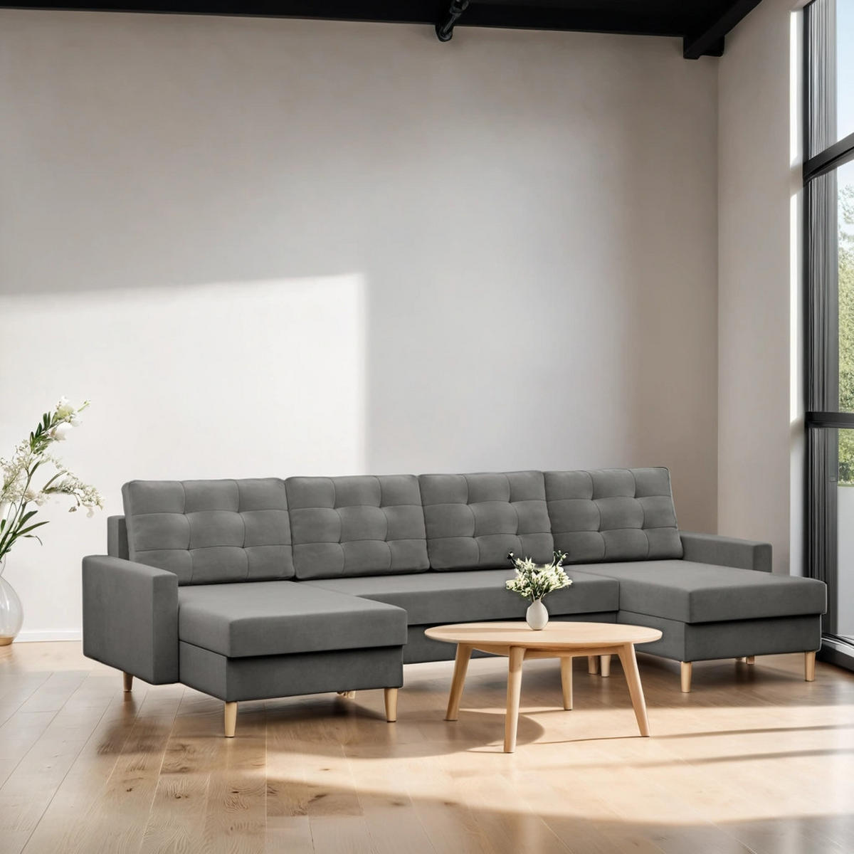 WOHNLANDSCHAFT Blank hellgrau - Hellgrau, Textil (294/92/140cm) - SIMKAM Furniture