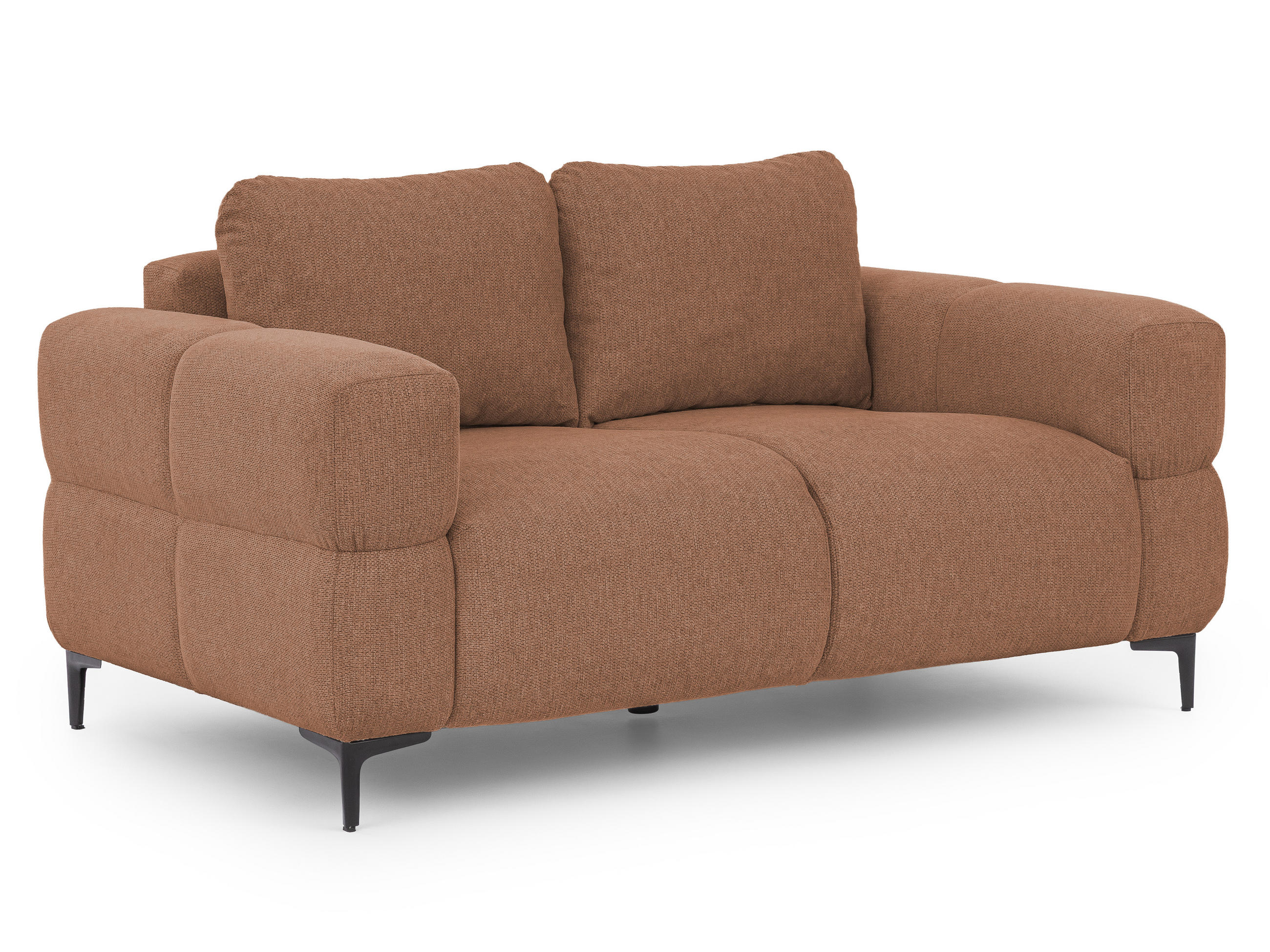 2-SITZER-SOFA Cardea in Bubble-Optik aus weichem Terrakotta Strukturstoff mit hohem Sitzkomfort - Terracotta/Schwarz, Holz/Textil (154/80/97cm) - S-Style Möbel