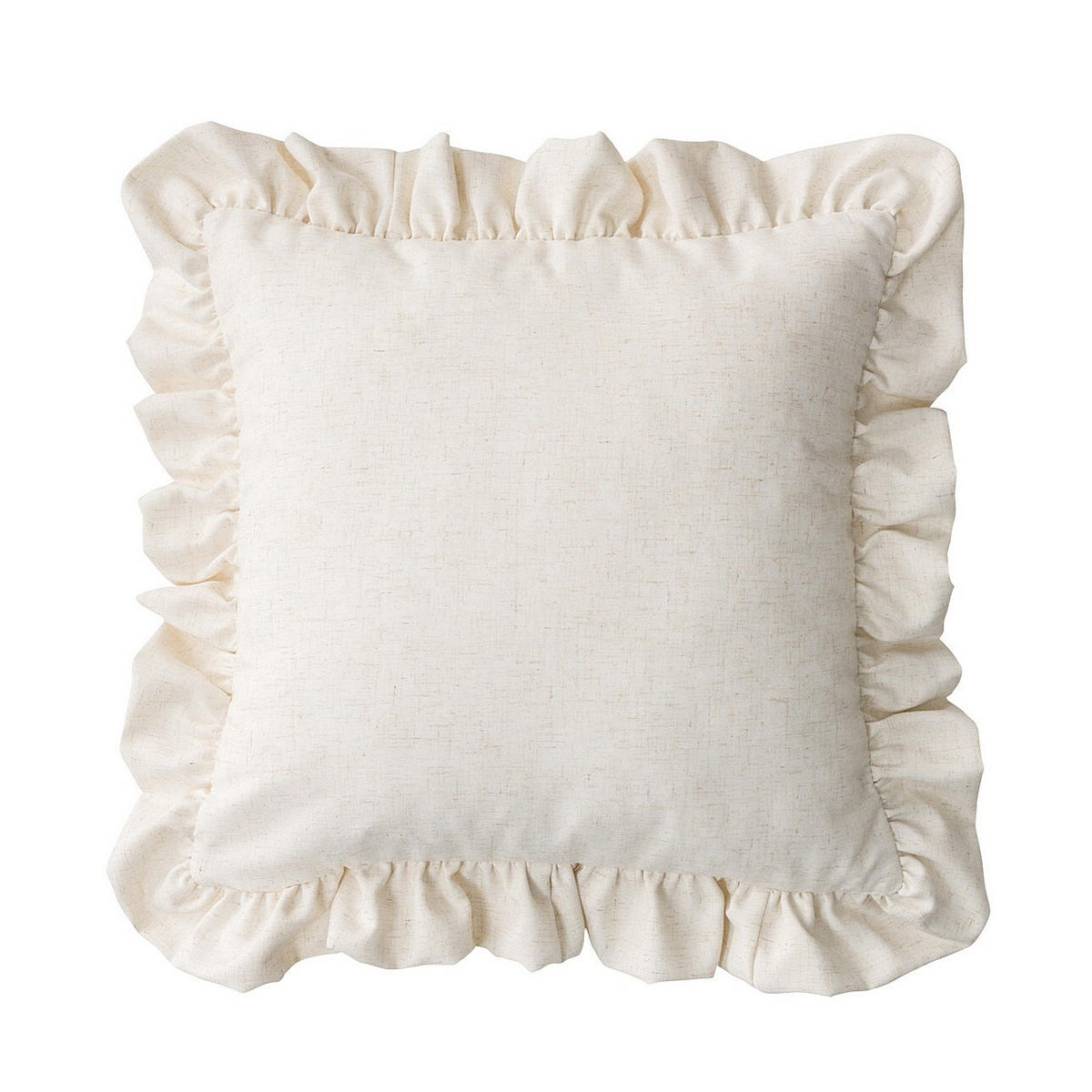 KISSENHÜLLE Charlotte 45x45 cm mit Rüsche - Beige, Textil (45/1cm) - Dekoria