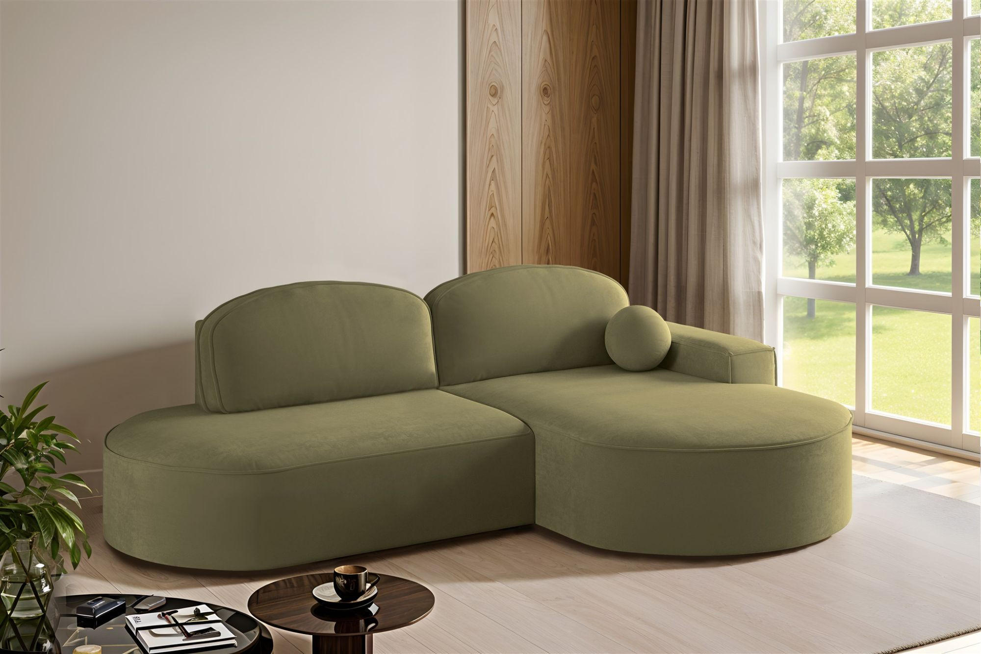 ECKSOFA Girona Mit Schlaffunktion - Grün, Holzwerkstoff/Textil (278/179cm) - Fun Möbel