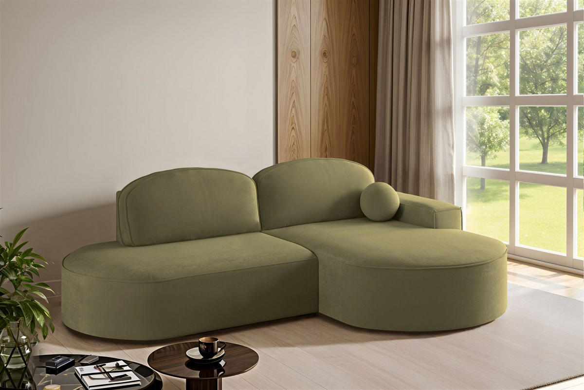 ECKSOFA Girona Mit Schlaffunktion - Grün, Holzwerkstoff/Textil (278/179cm) - Fun Möbel