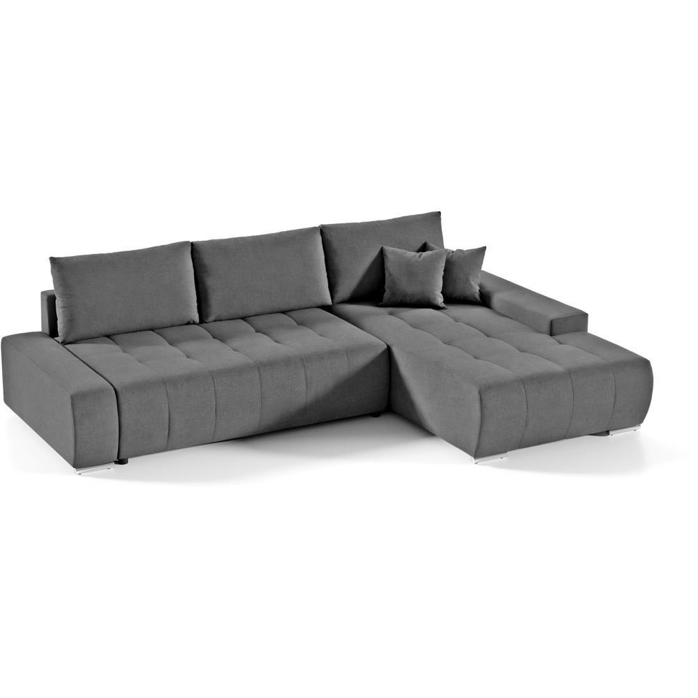ECKSOFA Draco L dunkelgrau rechts - Chromfarben/Dunkelgrau, Textil/Metall (267/186cm) - Beautysofa