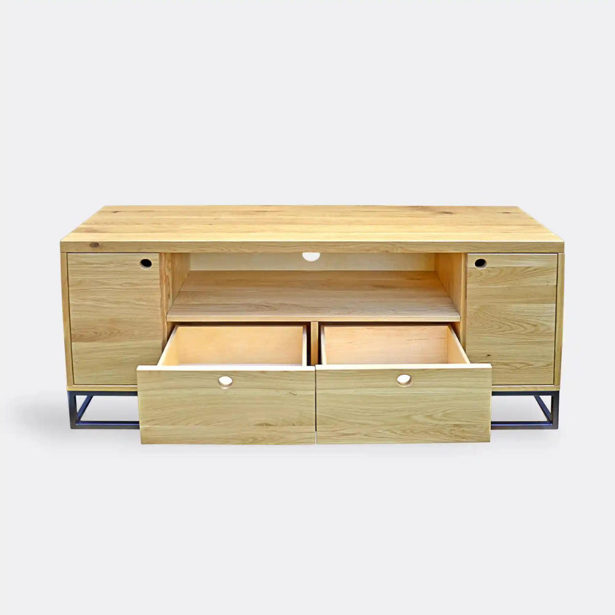 TV-SCHRANK im Industrie Look aus Eichenholz fürs Wohnzimmer MERIS - Eichefarben, Holz (160/70/40cm) - Rawood Furniture
