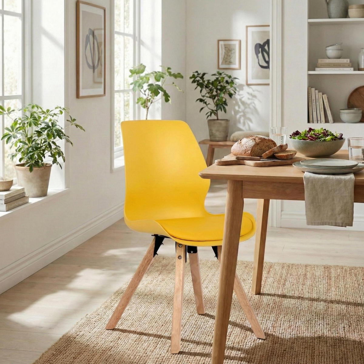 STUHL Kunststoff Gelb - Eukalyptusholzfarben/Gelb, Holz/Kunststoff (49/87/58cm) - CLP