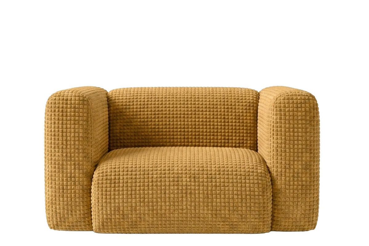 WOHNZIMMERSESSEL aus Chenille-Stoff Cremona, Golden, GRETA - Goldfarben, Holz (137/70/89cm) - Kaiser Möbel
