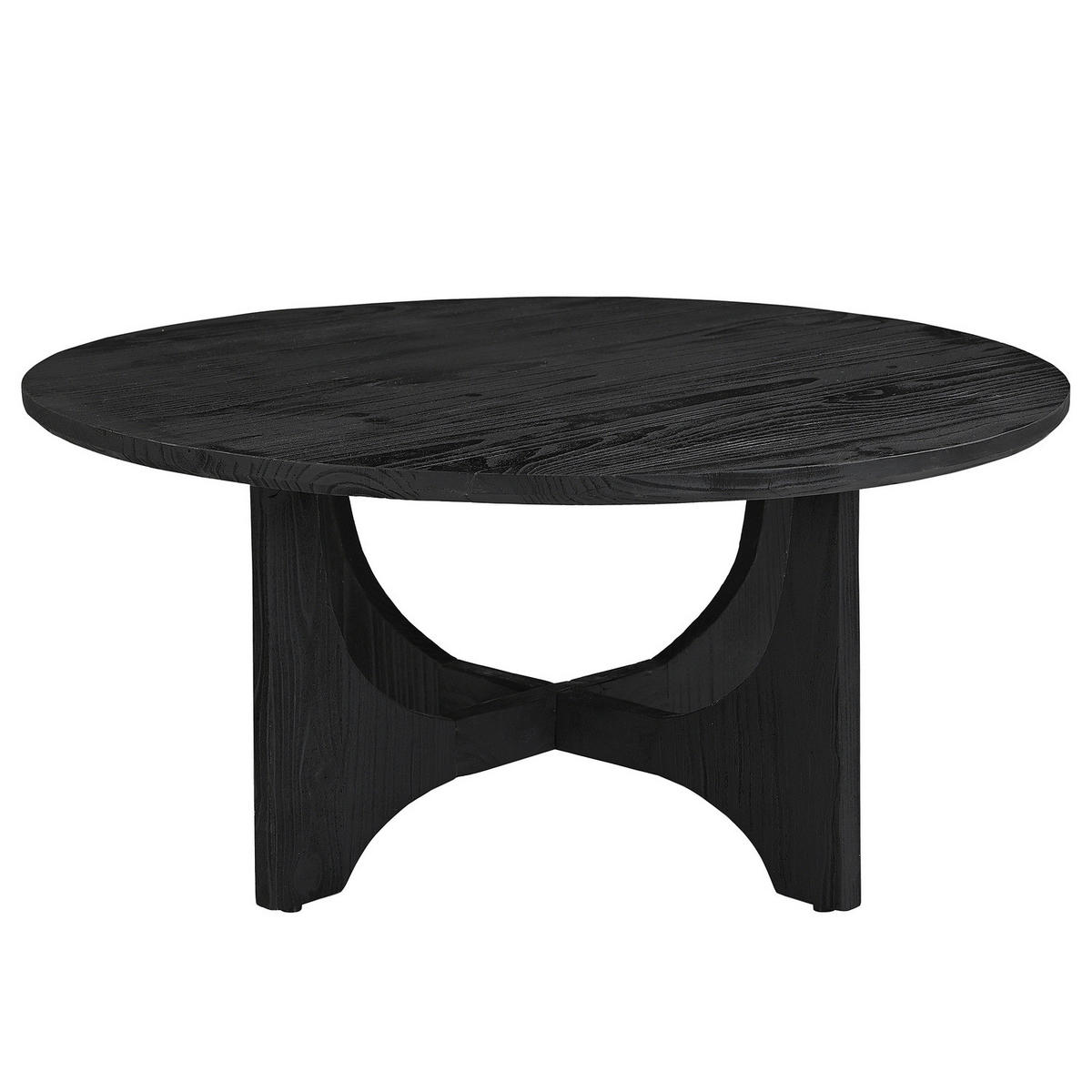 MASSIVER COUCHTISCH - rund - Pinie Schwarz - Schwarz, Holz (90/90/40cm) - home24