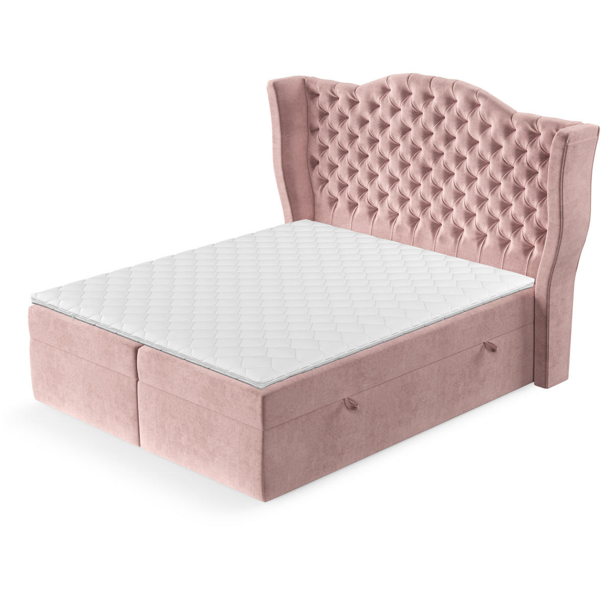 BOXBETT Royal Rosa 160/200 cm im Samtstoff - Pink/Schwarz, Holz/Holzwerkstoff (160/200cm) - Maison de Reve