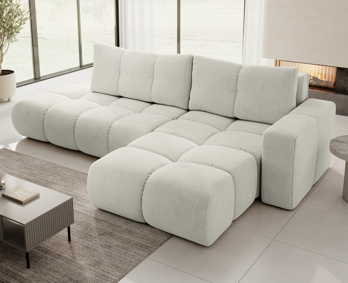 ECKSOFA L Form Hosio Beige 286/177/88 cm Rechts mit Schlaffunktion - Hellbraun/Schwarz, Kunststoff/Textil (286/177cm) - AX Living