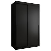 SCHIEBETÜRENSCHRANK 120 cm Breite, schwarz mit schwarzem Griff - Schwarz, Holzwerkstoff (120/200/62cm) - Home Collective