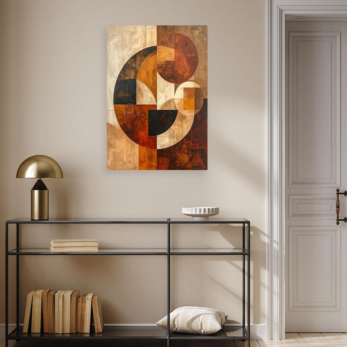 LEINWANDBILD, Geometrische Abstraktion in warmen Braun- und Ockertönen - Braun, Textil (80/120cm) - Feeby