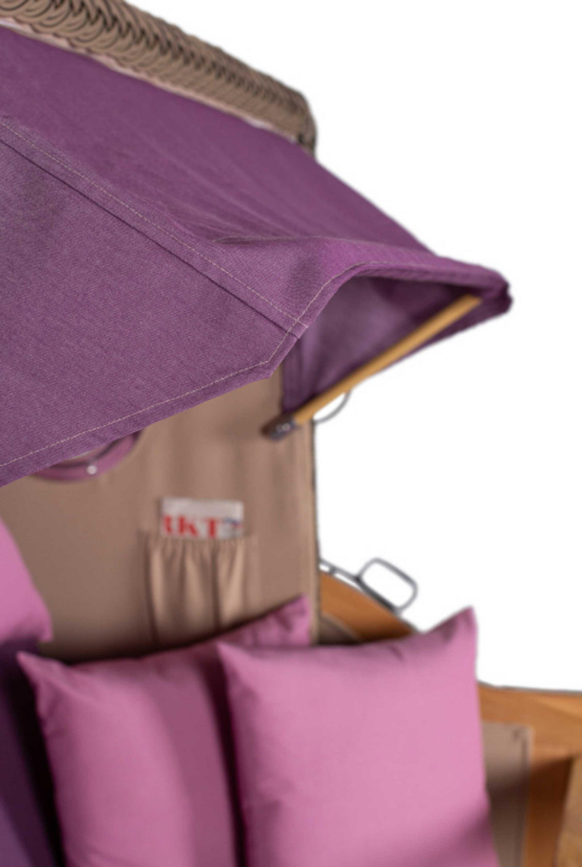 STRANDKORB Baltikum Teak 2,5 Sitzer - Violett/Lila, Holz/Metall (142/170/95cm) - Mr. Deko