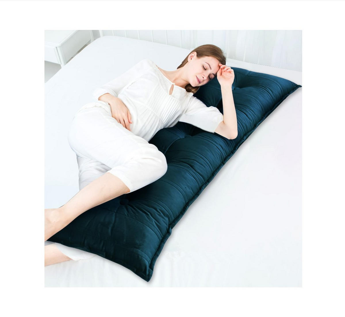 RÜCKENKISSEN Samtlook Blau 200 cm - Blau, Textil (45/200cm) - Vercart