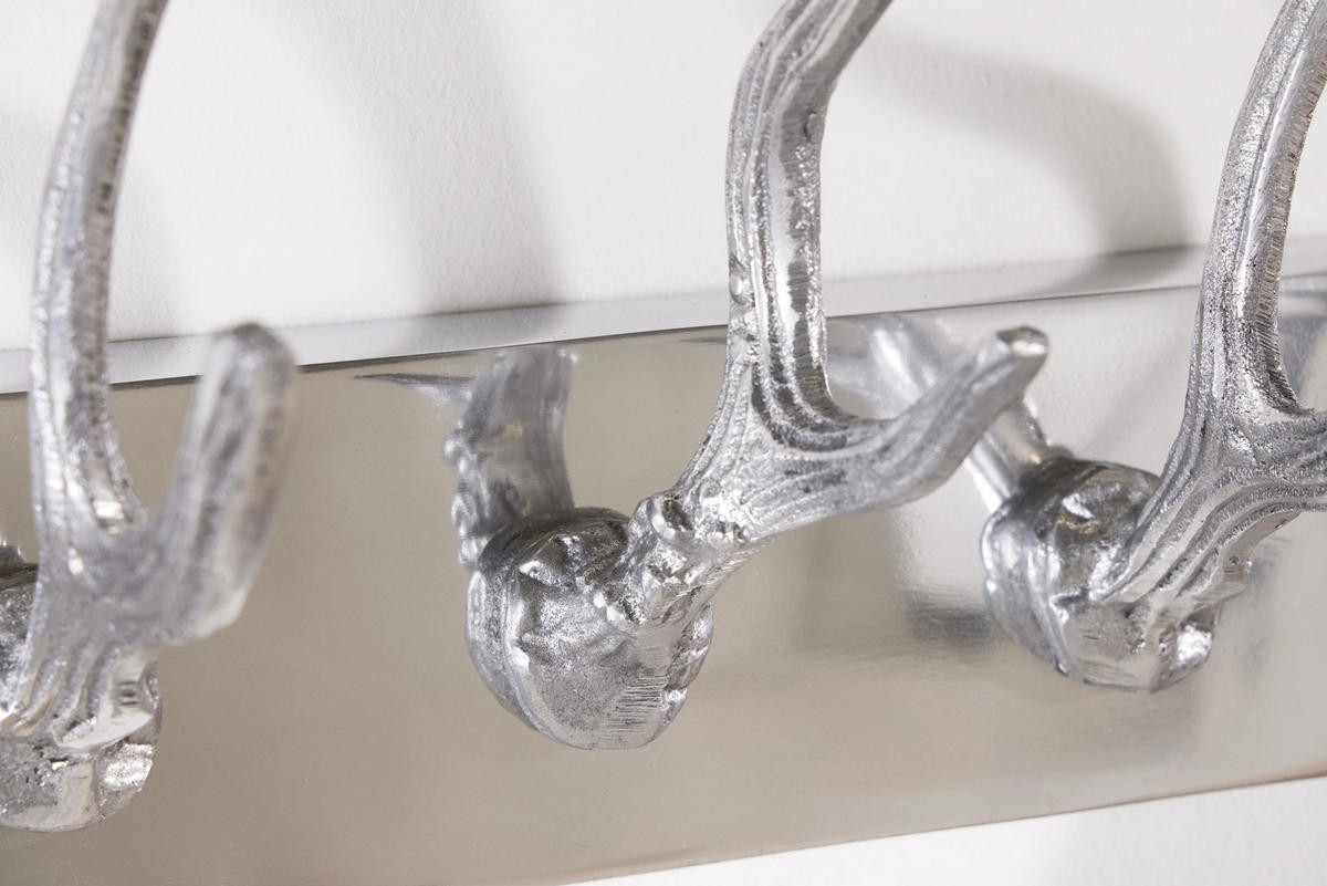 GARDEROBE DEER Metall Silber 50 cm - Silberfarben, Metall (50/15/8cm) - riess-ambiente