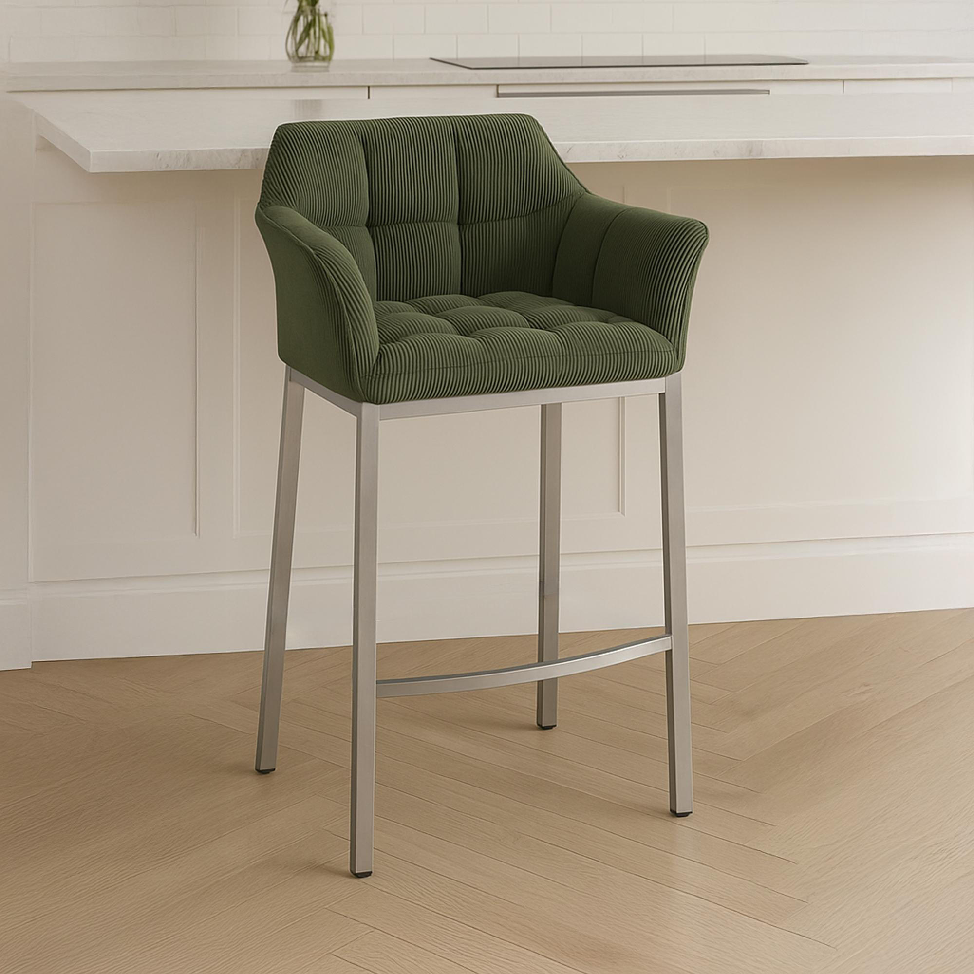 BARHOCKER Metall Grün - Edelstahlfarben/Grün, Metall (64/110/48cm) - CLP