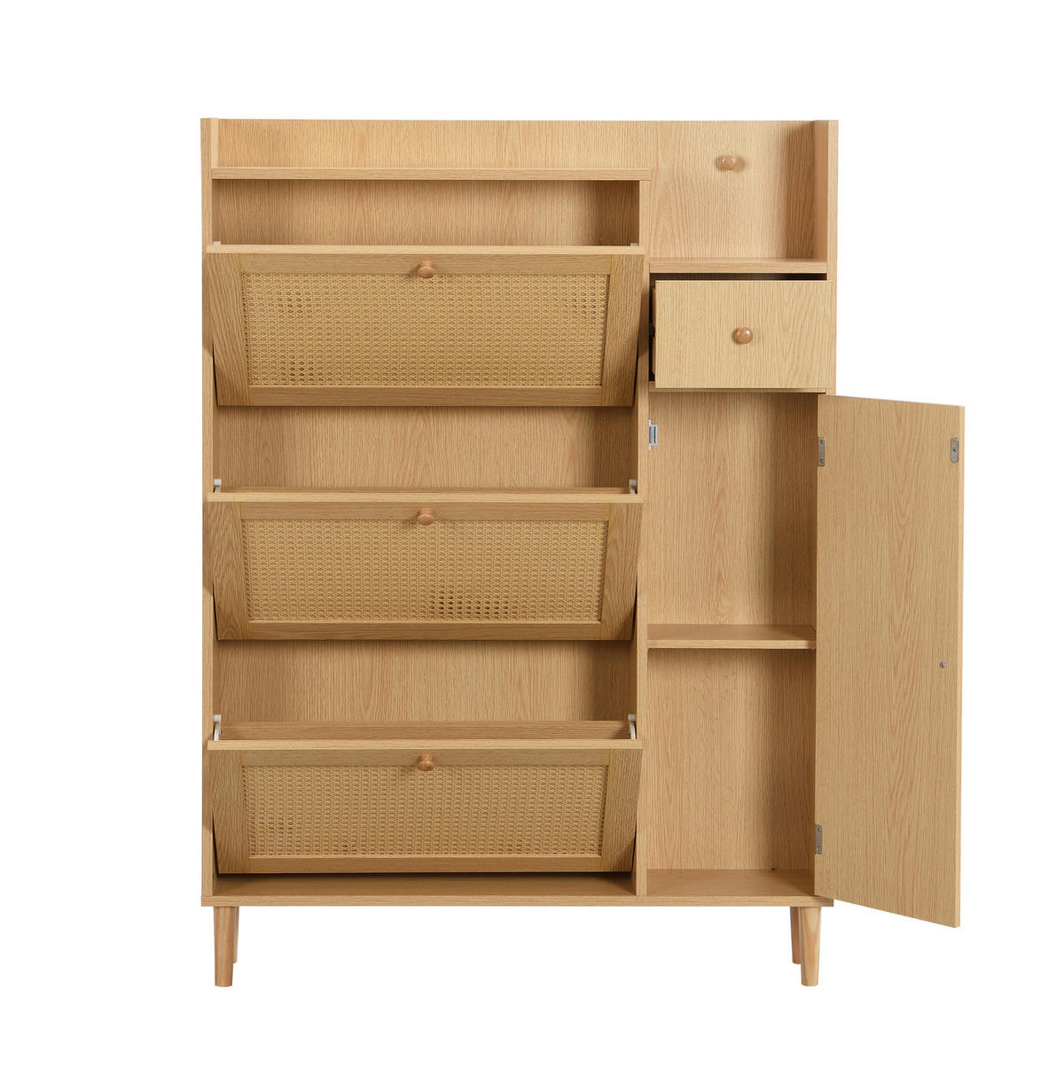 SCHUHSCHRANK 90/125/17 cm in Natur mit 3 Klappen und 1 Schublade - Naturfarben, Holzwerkstoff (90/125/17cm) - Flora Grace