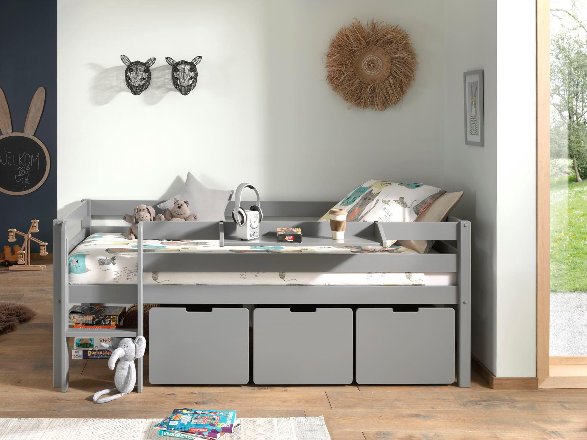 KOJENBETT Karolina 208x83x105 aus Massivholz in Grau - Anthrazit, Holz (90/200cm) - 58aufmkessel