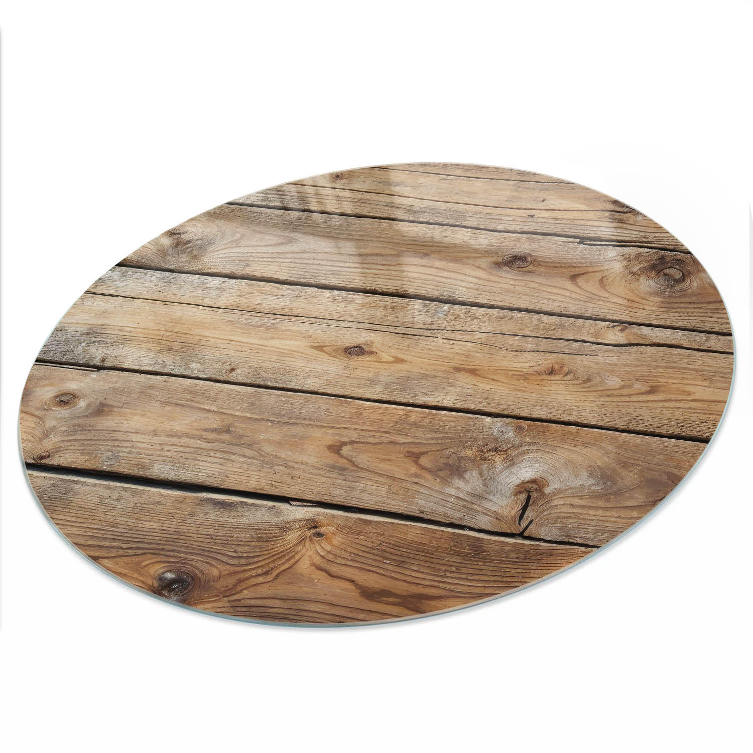 TISCHPLATTE fi80 cm – Holzstruktur - Weiß, Glas (0.4/80/80cm) - Wallfluent