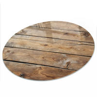TISCHPLATTE fi80 cm – Holzstruktur - Weiß, Glas (0.4/80/80cm) - Wallfluent