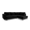 AUSKLAPPBARES-ECKSOFA rechts Caro aus Samt schwarz 5 Sitzplätze - Schwarz, Textil (187/247cm) - Micadoni