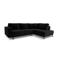 AUSKLAPPBARES-ECKSOFA rechts Caro aus Samt schwarz 5 Sitzplätze - Schwarz, Textil (187/247cm) - Micadoni