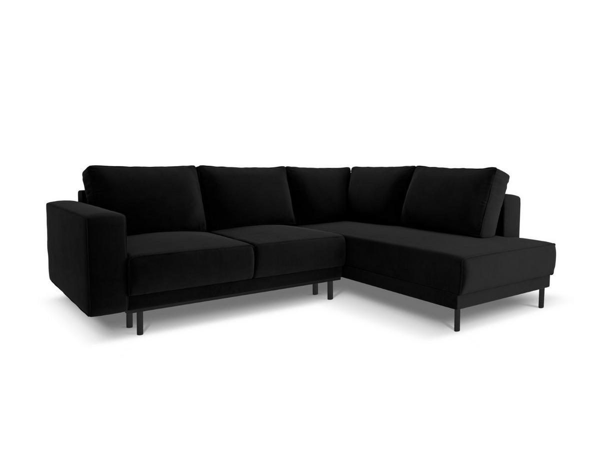 AUSKLAPPBARES-ECKSOFA rechts Caro aus Samt schwarz 5 Sitzplätze - Schwarz, Textil (187/247cm) - Micadoni