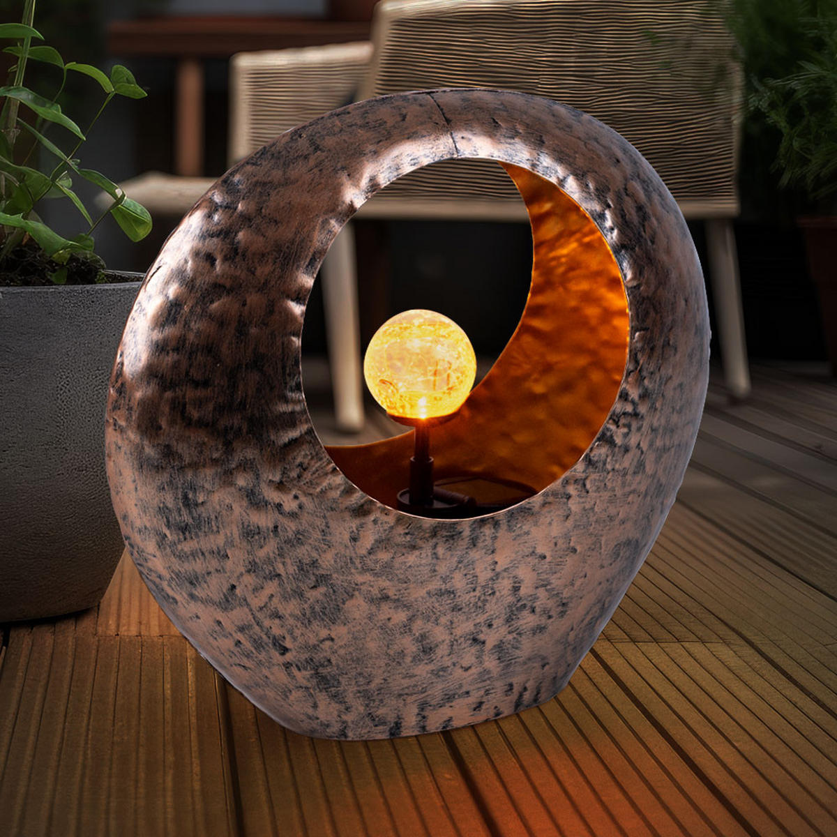 LED AUSSENLEUCHTE Metall Messing - Messingfarben, Glas (35/13.5/37cm) - Globo Lighting