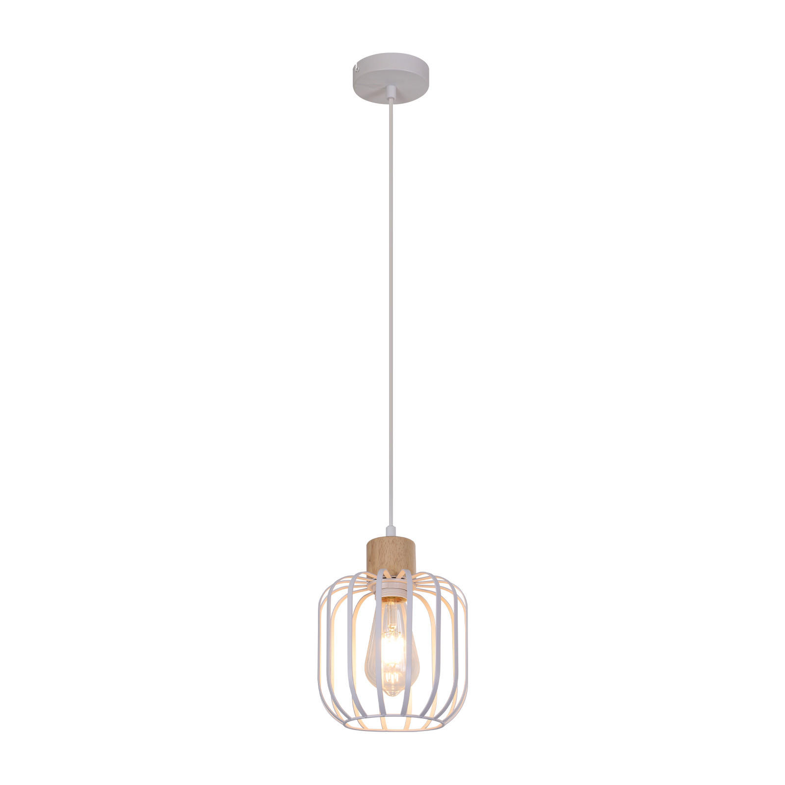 PENDELLEUCHTE Wyvith 18/10/145 cm - Weiß, Holz/Metall (18/10/145cm) - ZMH