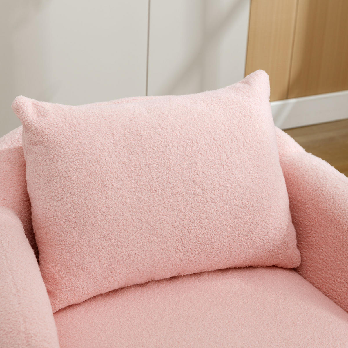 SESSEL Teddystoff Rosa mit Kissen - Rosa, Holz/Holzwerkstoff (71/71/72cm) - WISHDOR