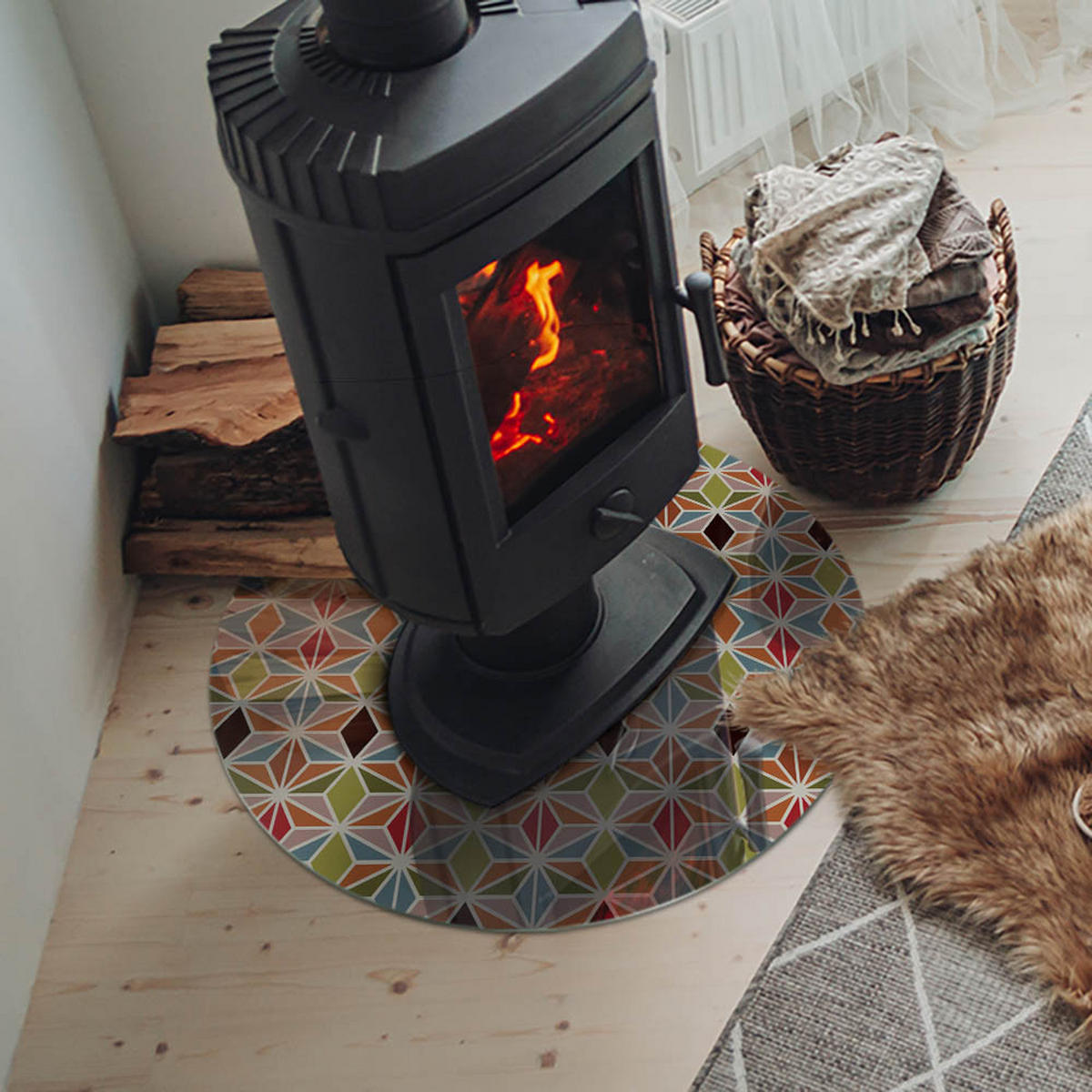 GLASPLATTE für Kamin Ø 60 cm Braun - Braun, Glas (60/60/0.4cm) - ArtPrintCave