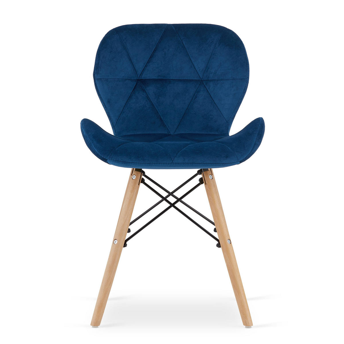 STUHL AMATRICE 1 Stück, Blau, mit Samtstoff gepolstert - Blau, Holz/Textil (48/74/53cm) - Komodee