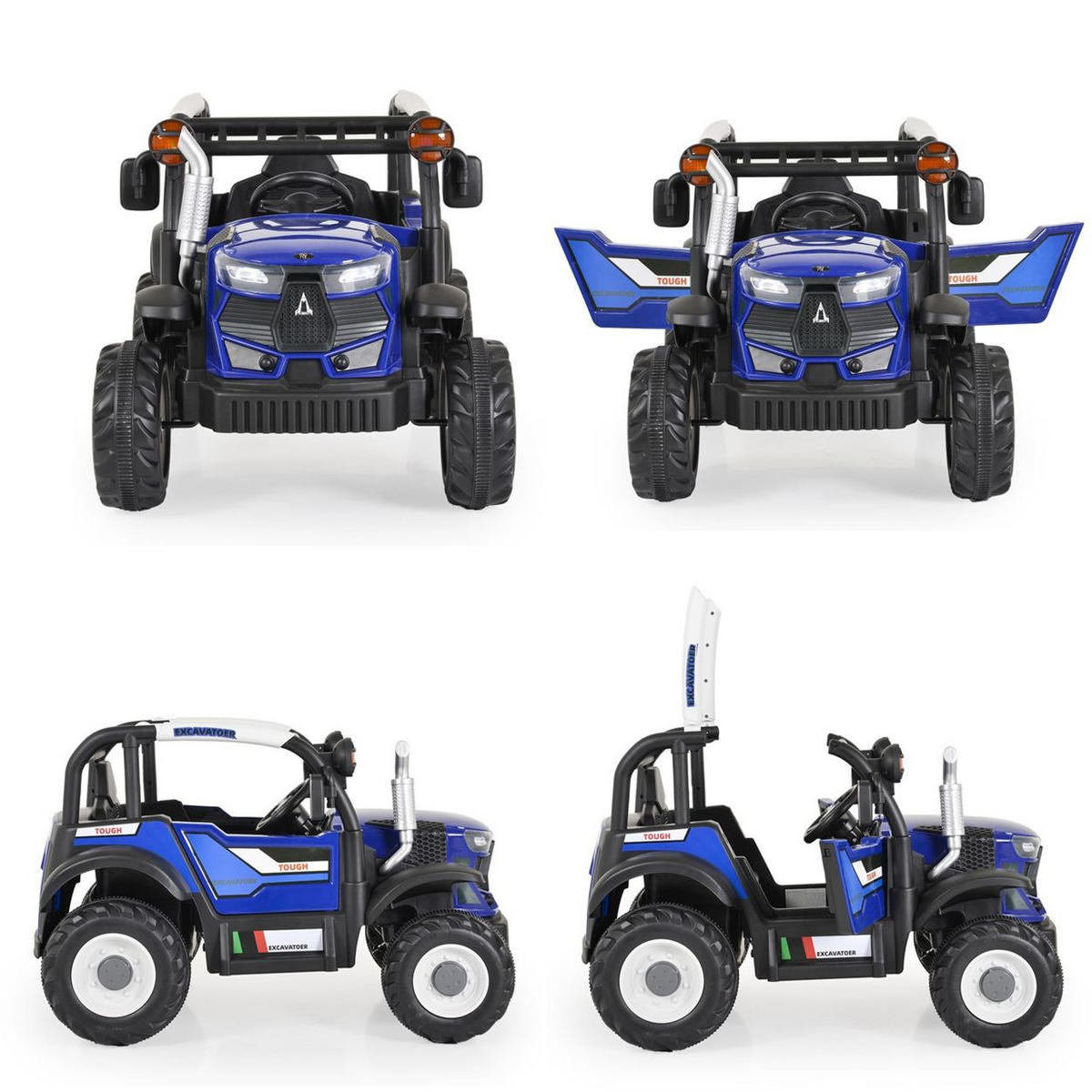 ELEKTROTRAKTOR Harvest blau Fernbedienung, Hupe, Lichter, Musik, MP3 - Blau, Kunststoff (116/73/73cm) - Moni