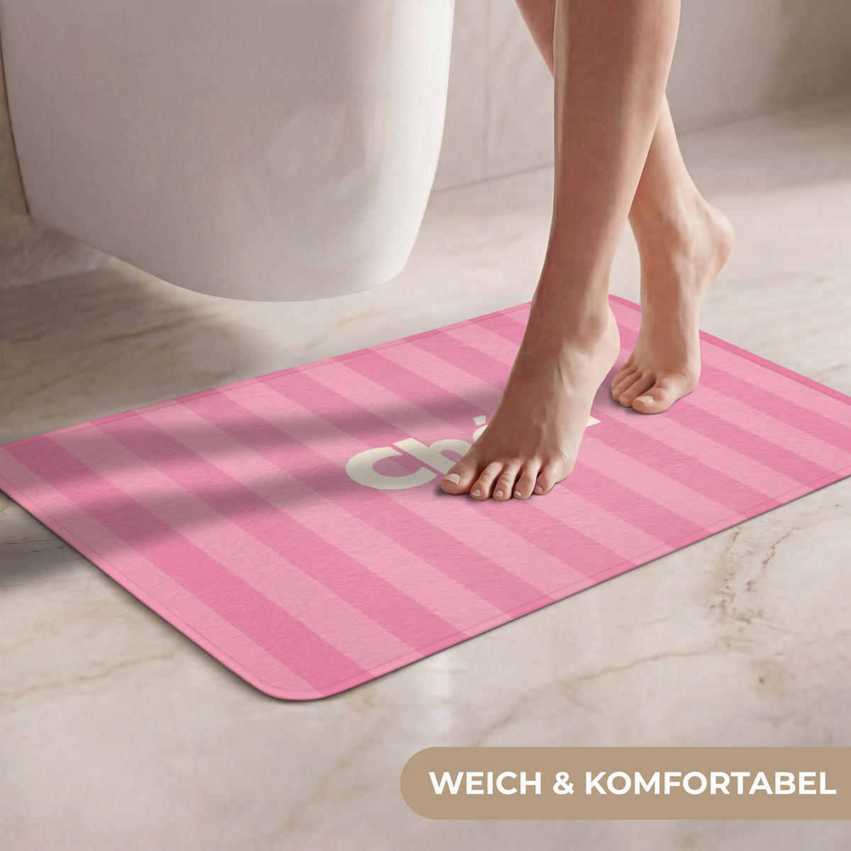 WC PŘEDLOŽKA Pruhované - růžové - Chéri 60x40 cm - růžová, textil/plast (60/1cm) - OnlyWow