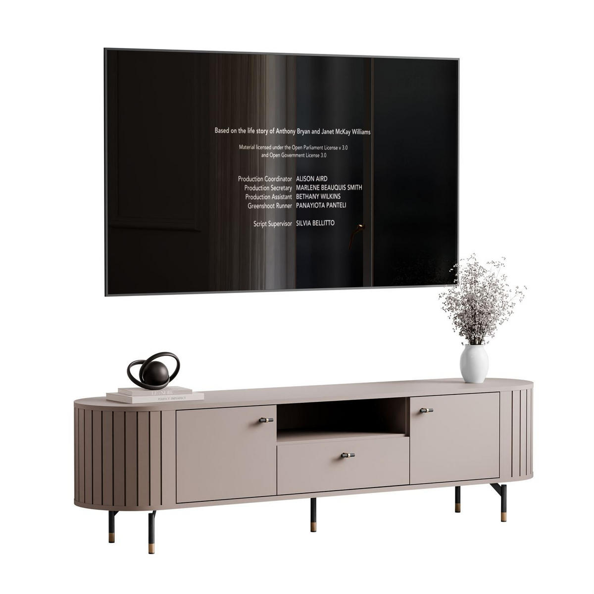 TV-ELEMENT ELODIE mit Schublade Kaschmir - Kaschmir, Holzwerkstoff (180/49/40cm) - Lookway