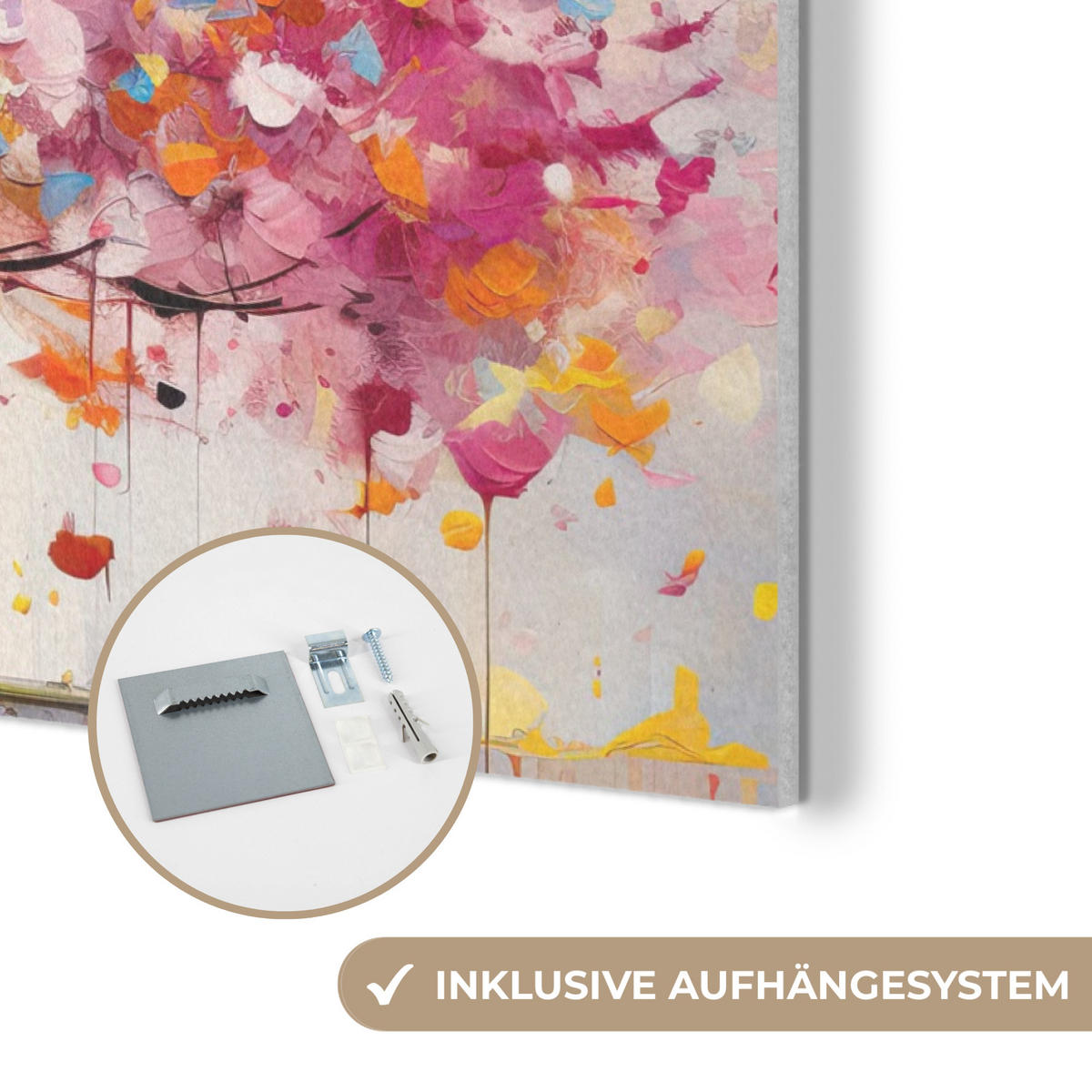 AKUSTIKBILD Aquarell - Baum - Kunst - Abstrakt Akustikpaneele 90x60 cm - Multicolor, Kunststoff (90/60/0.9cm) - MuchoWow