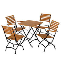 GARTENESSGRUPPE - Akazie massiv / Stahl - Akazie / Schwarz -5-teilig - Schwarz/Akaziefarben, Holz/Metall - home24