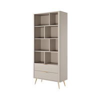 REGAL 88 cm Brando mit Schubladen, Beige, Beine - Beige/Goldfarben, Holz/Metall (88/194/38cm) - Emporius