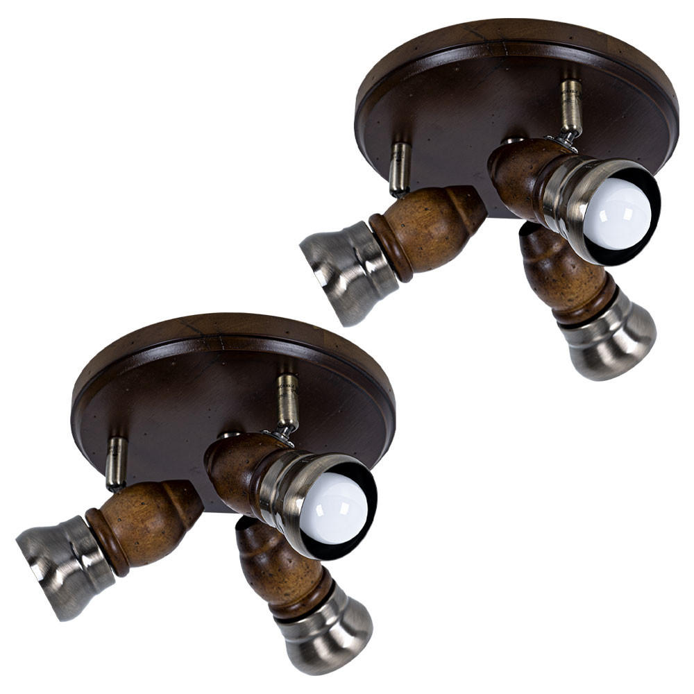 DECKENLEUCHTE Holz Braun 2er Set - Braun, Holz (24/24/13cm) - Globo Lighting