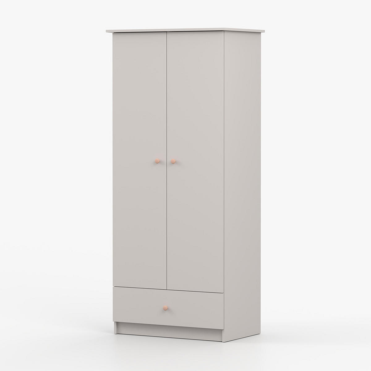 DREHTÜRENSCHRANK 85,5/193/53 cm 2-türig Olaf II Kaschmir + rosa Griffe - Kaschmir/Rosa, Holzwerkstoff/Metall (85.5/193/53cm) - imoebel24