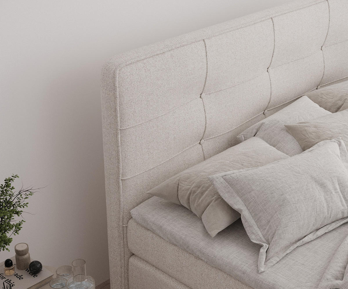 BOXSPRINGBETT Semplice Beige 180/200 cm - Beige/Schwarz, Holz/Holzwerkstoff (180/200cm) - Maison de Reve