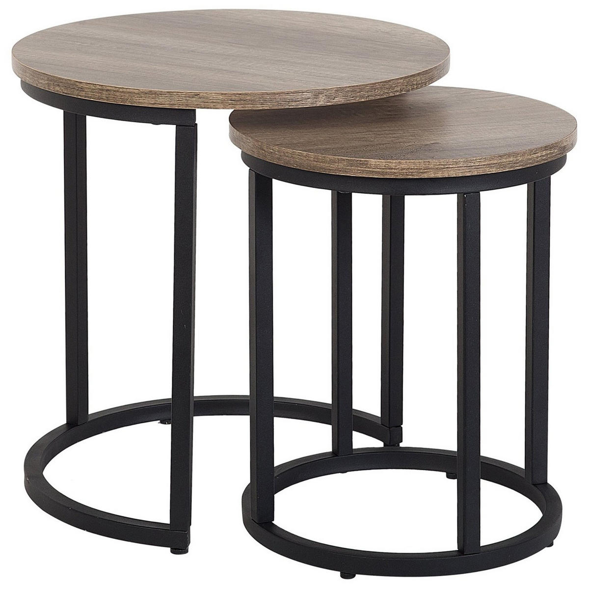 BEISTELLTISCH 2er-Set Rund Holz, Schwarz Dixie - Dunkelbraun, Holzwerkstoff (48/48cm) - Beliani