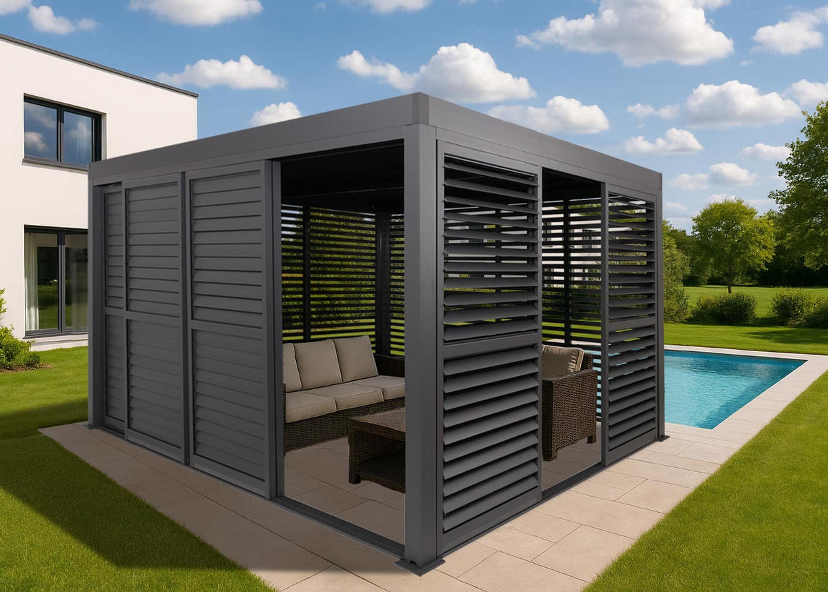 PANEELE FÜR PERGOLA Anthrazit 4er-Set-Set - Anthrazit, Metall (369/204/4cm) - MCW