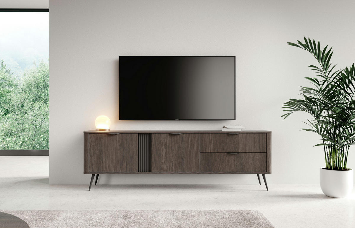 TV-LOWBOARD 195 cm Estera mit Schubladen, Braun, Eiche Dunin - Eichefarben, Holz (195/61/38cm) - Emporius